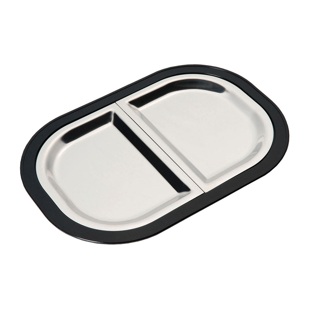 Service Ideas Complete Rectangular Platter Set, Divided, Large, Stackable, Black (LO125BLC)