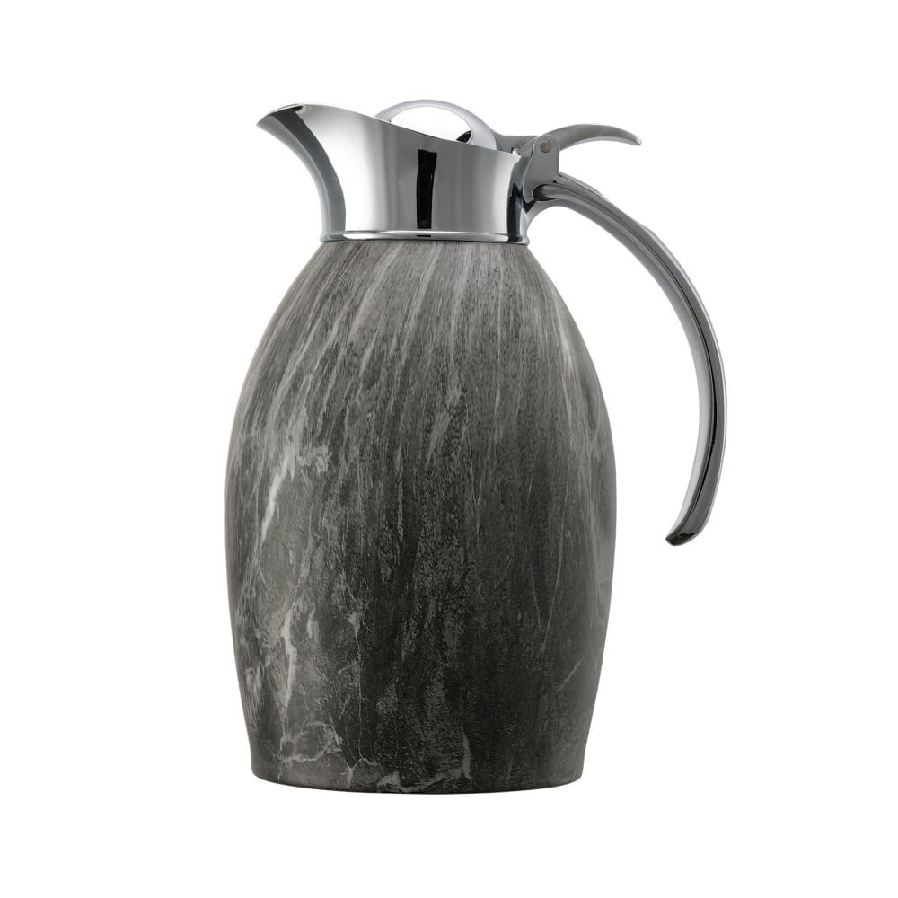 Service Ideas 1 liter Vacuum Carafe w/ Flip Top Lid & Stainless Liner - Gray Marble (NIC10BSGM)