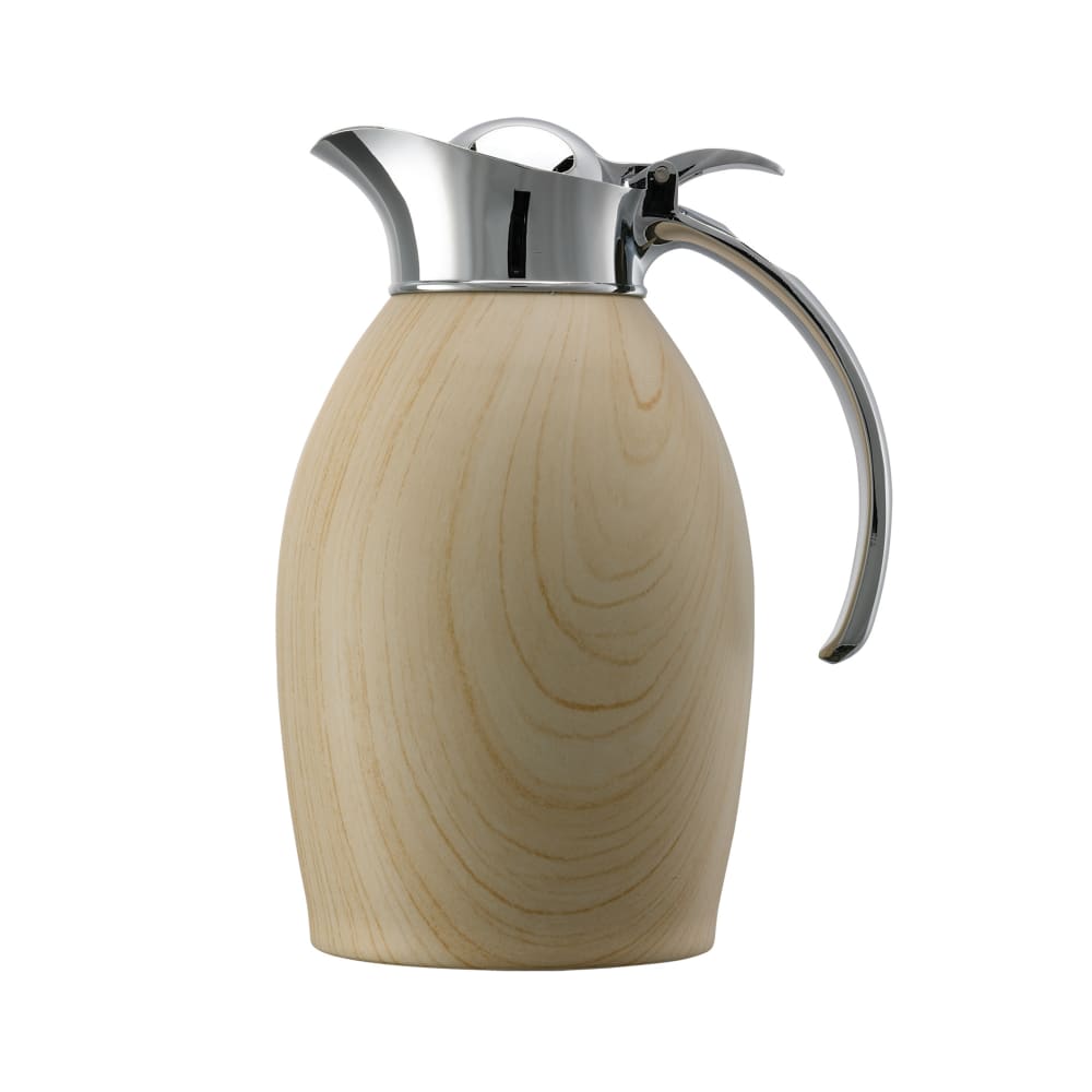 Service Ideas 1 liter Vacuum Carafe w/ Flip Top Lid & Stainless Liner - Light Wood (NIC10BSLW)