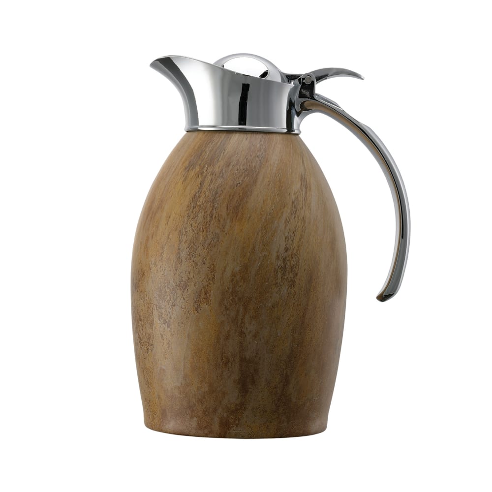 Service Ideas 1 liter Vacuum Carafe w/ Flip Top Lid & Stainless Liner - Travertine Marble (NIC10BSMB)
