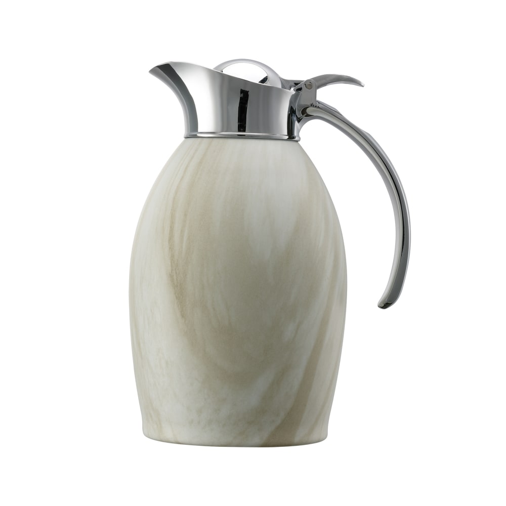 Service Ideas 1 liter Vacuum Carafe w/ Flip Top Lid & Stainless Liner - White Marble (NIC10BSWM)