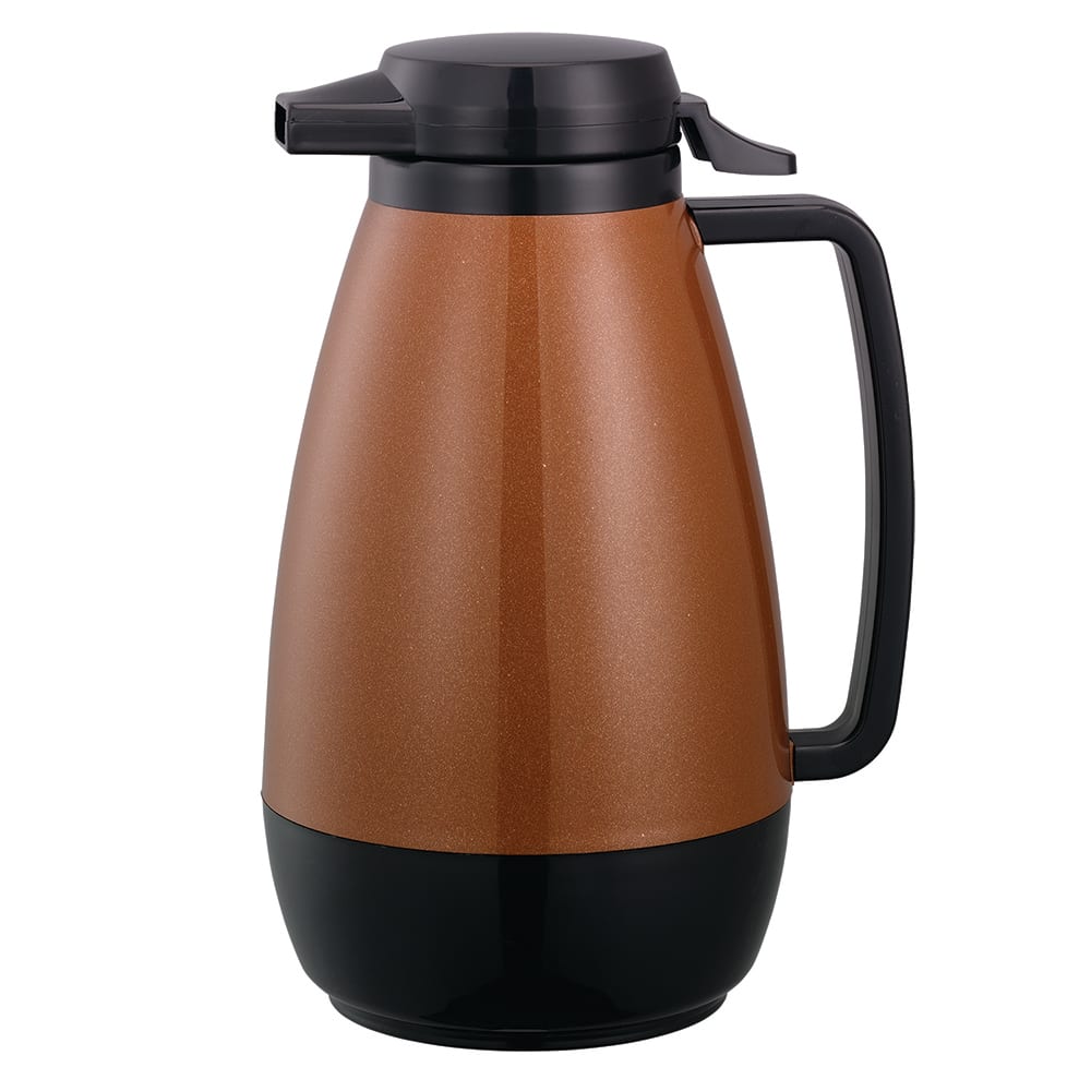 Service Ideas 1 liter Coffee Server w/ Push-Button Lid, Copper & Black (PB101CB)