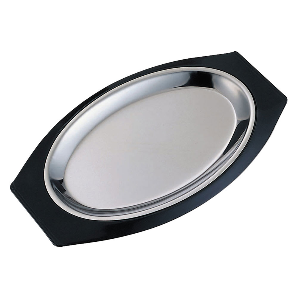 Service Ideas Complete Platter Set w/ Oval Handle, Stainless Insert, Black (RO117BLC)