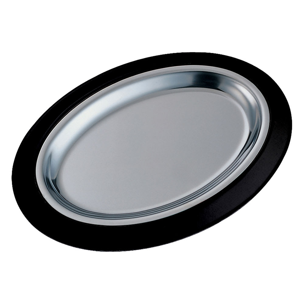 Service Ideas Complete Oval Platter Set w/ Stainless Insert, Stackable, Black (RO128BLC)