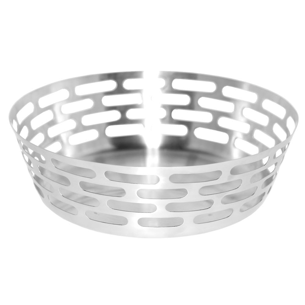 Service Ideas 9" Round Bread Basket, Stainless w/ Brushed Finish (SB-64)