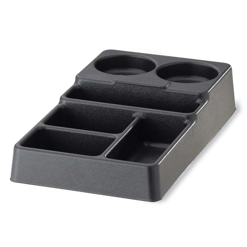 Service Ideas Plastic Condiment Caddy w/ 6 Compartments, Black (SC1090)