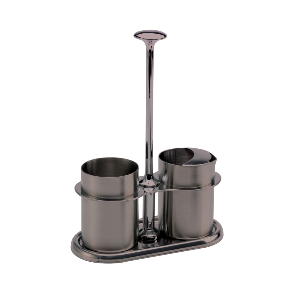 Service Ideas 4 oz Creamer & Sugar Set w/ Holder - Brushed Stainless Steel, Dark Tungsten (STCCRSG4DT)