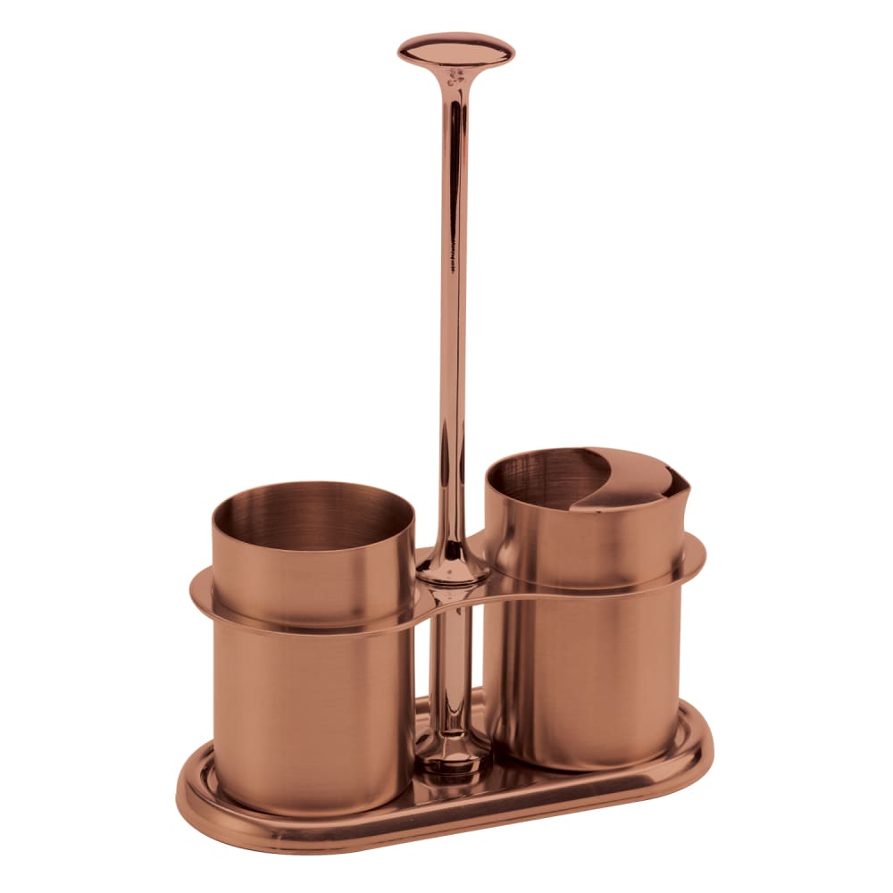 Service Ideas 4 oz Creamer & Sugar Set w/ Holder - Brushed Stainless Steel, Rose Gold (STCCRSG4RG)