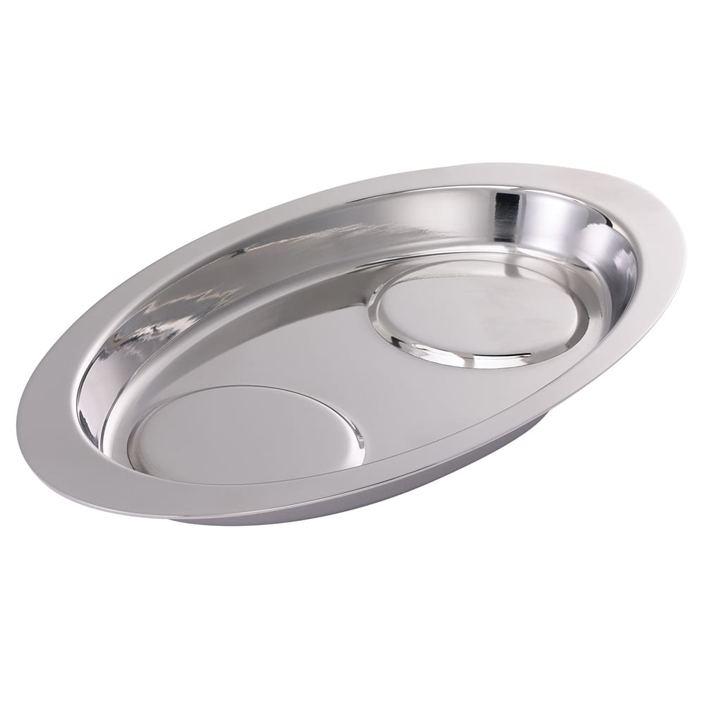 Service Ideas Oval Serving Tray - 7 1/2" x 4 1/4", Polished Stainless (STCTR)