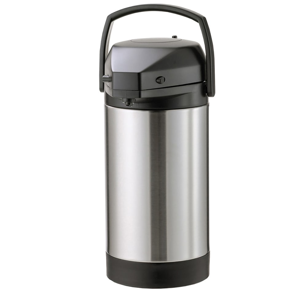 Service Ideas 3 Liter Pump Style Airpot w/ Stainless Liner - Vacuum Insulated, Brushed Stainless (SVAP30P)