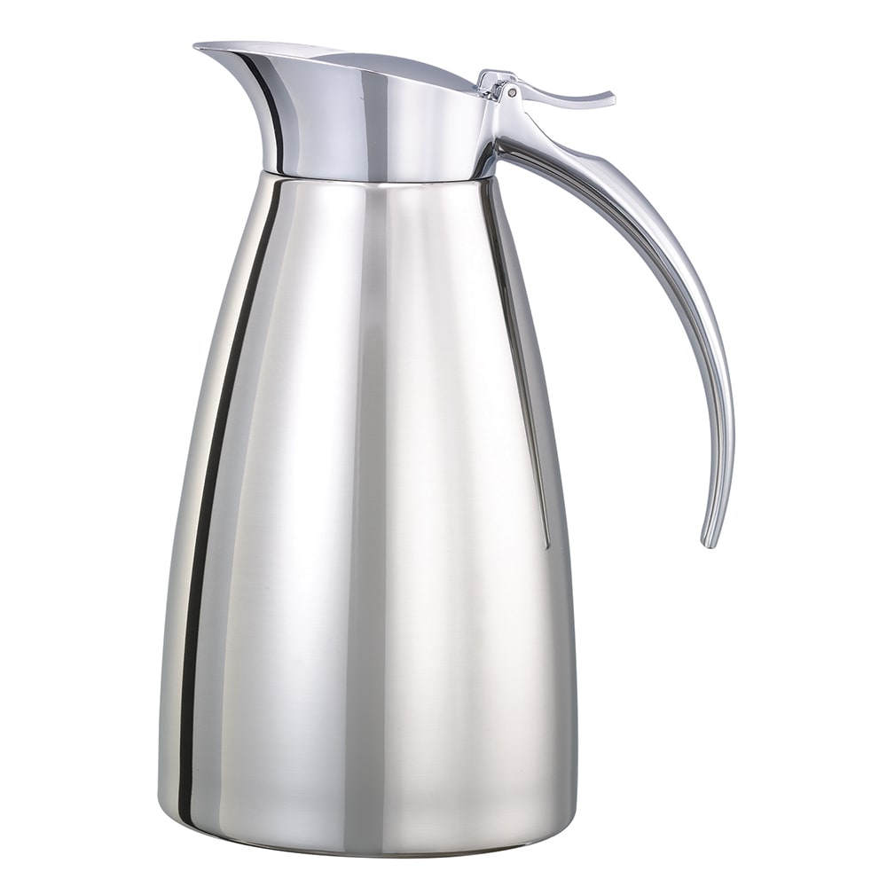 Service Ideas 20 oz Vacuum Carafe w/ Flip Top Lid & Stainless Liner - Polished Stainless (SVSC06PS)