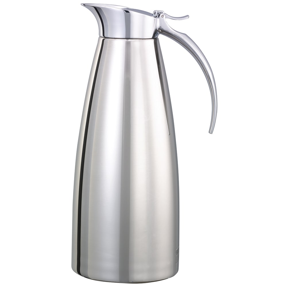 Service Ideas 1 liter Vacuum Carafe w/ Flip Top Lid & Stainless Liner - Polished Stainless (SVSC10PS)