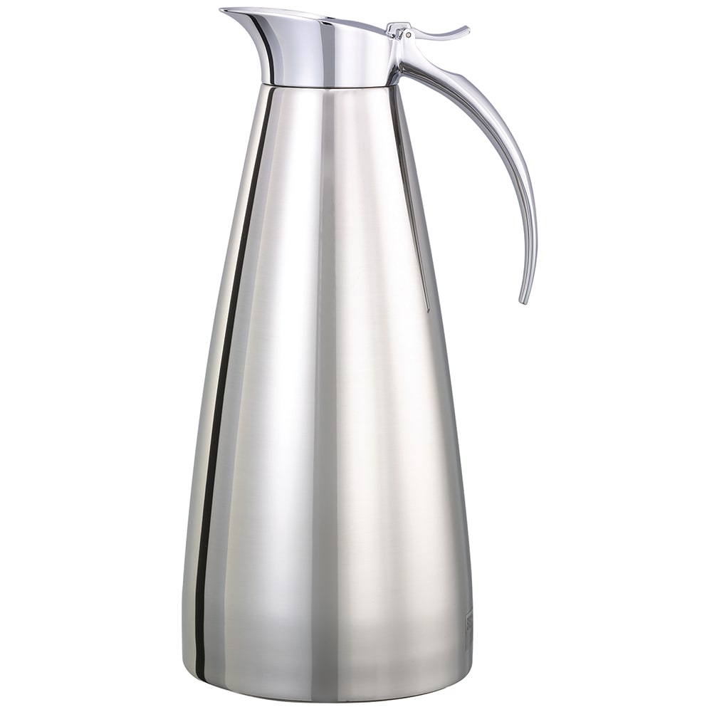 Service Ideas 44 oz Vacuum Carafe w/ Flip Top Lid & Stainless Liner - Polished Stainless (SVSC13PS)