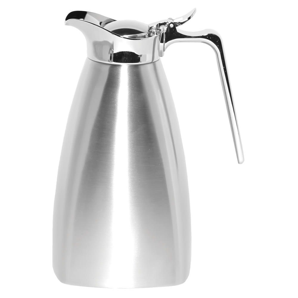 Service Ideas 23 7/10 oz Vacuum Carafe w/ Flip Top Lid & Stainless Liner - Brushed Stainless (SVSQ07BS)
