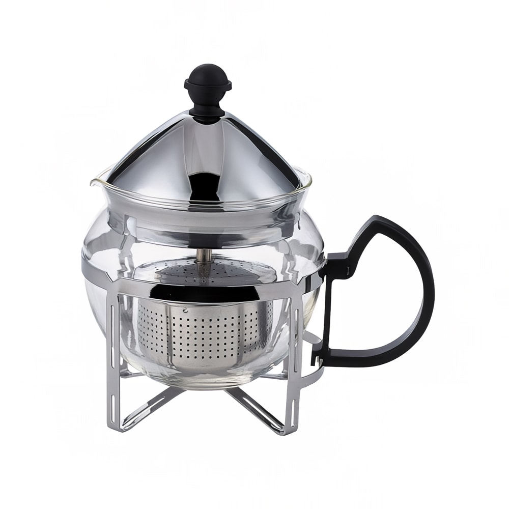 Service Ideas 3/5 liter Tea Press w/ Glass Pitcher, Metal Holder, Chrome Finish (T600CC)