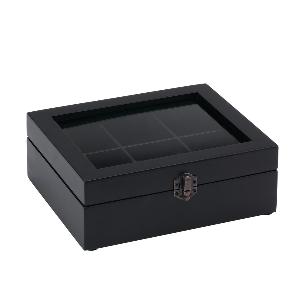 Service Ideas Tea Box w/ 6 Compartments, 8 1/4 x 7 1/4", Beechwood (TB006)