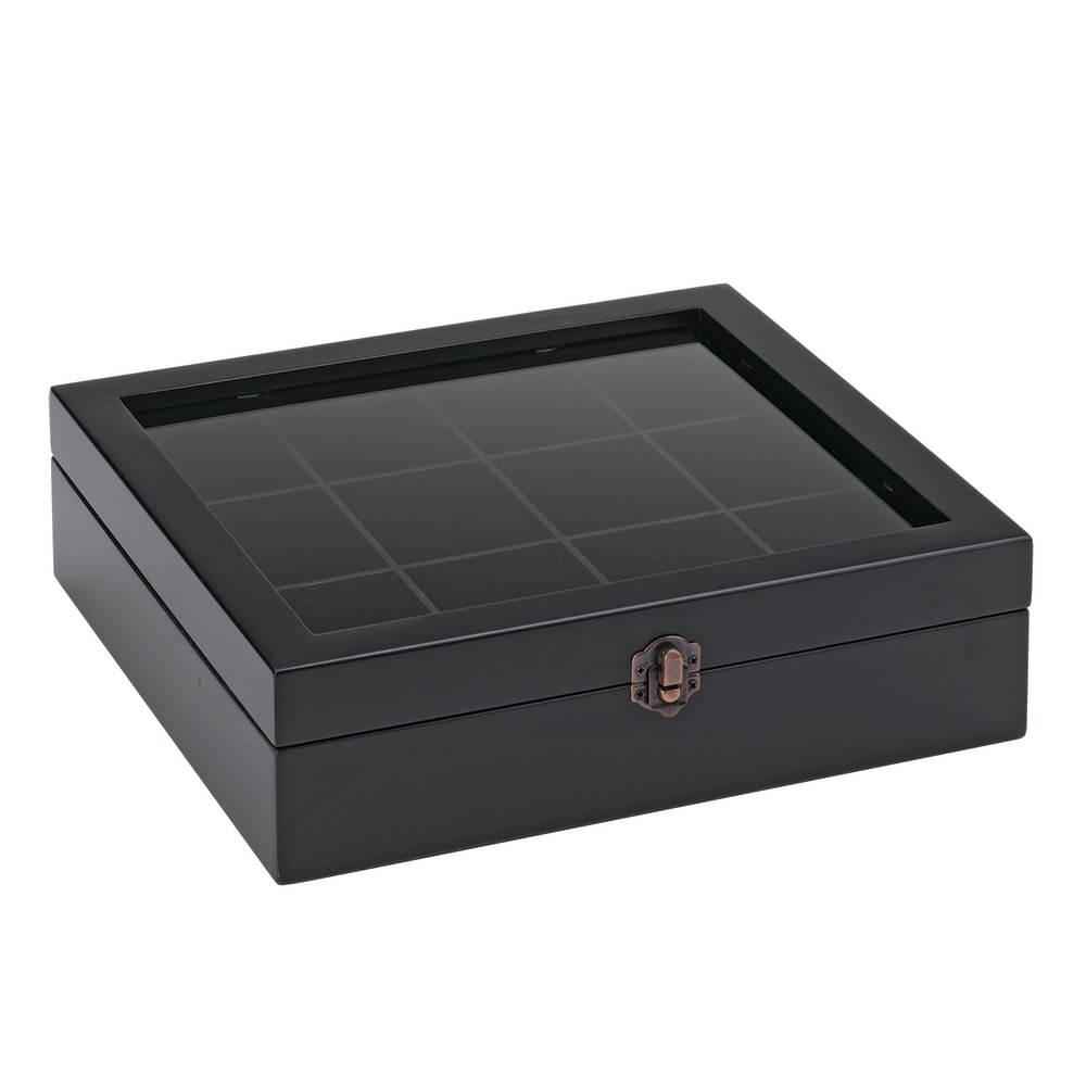 Service Ideas Tea Box w/ 12 Compartments, Beechwood (TB012)