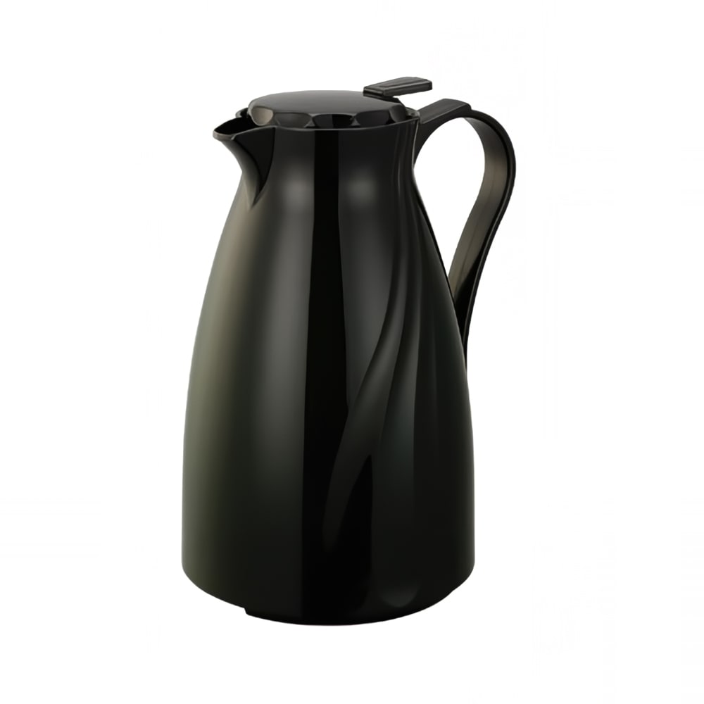 Service Ideas 40 1/2 oz Twist N’ Serv™ Carafe w/ Push Button Lid - Plastic, Black (TNSPB12BL)