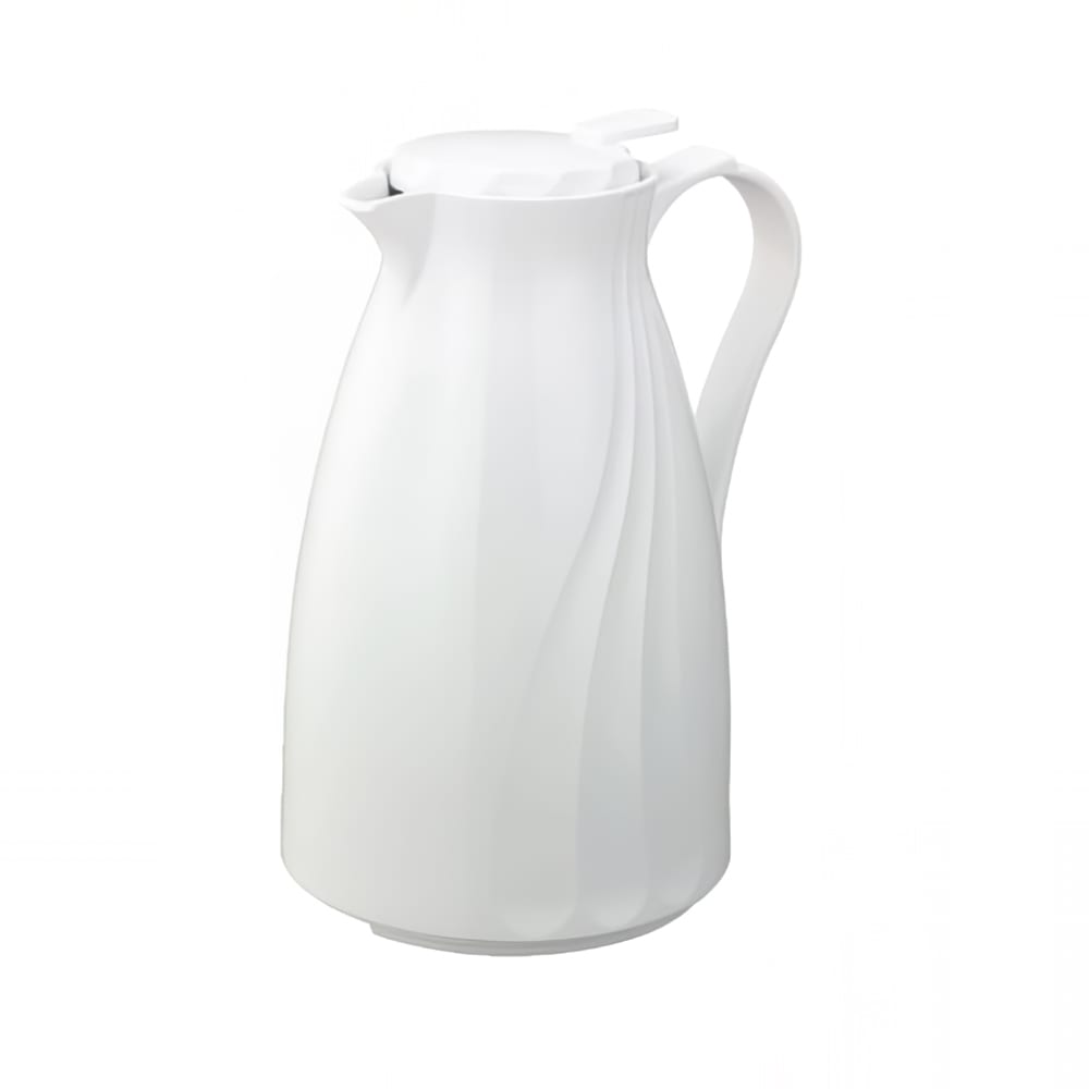 Service Ideas 40 1/2 oz Twist N’ Serv™ Carafe w/ Push Button Lid - Plastic, White (TNSPB12WH)