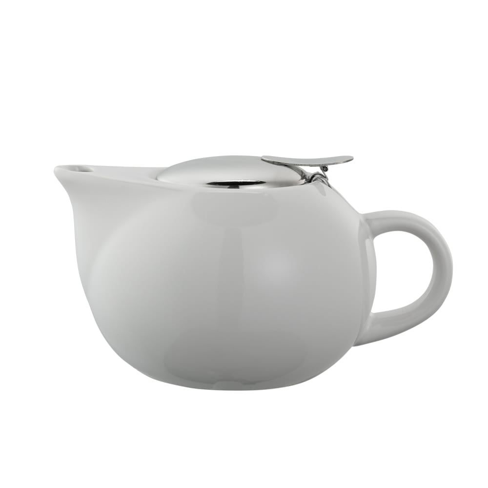 Service Ideas 16 oz Teapot w/ Lid, Infuser Basket, White Ceramic (TPC16WH)