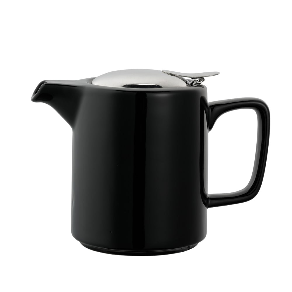 Service Ideas 16 oz Washington-Style Teapot w/ Lid & Infuser Basket, Black (TPCW16BL)