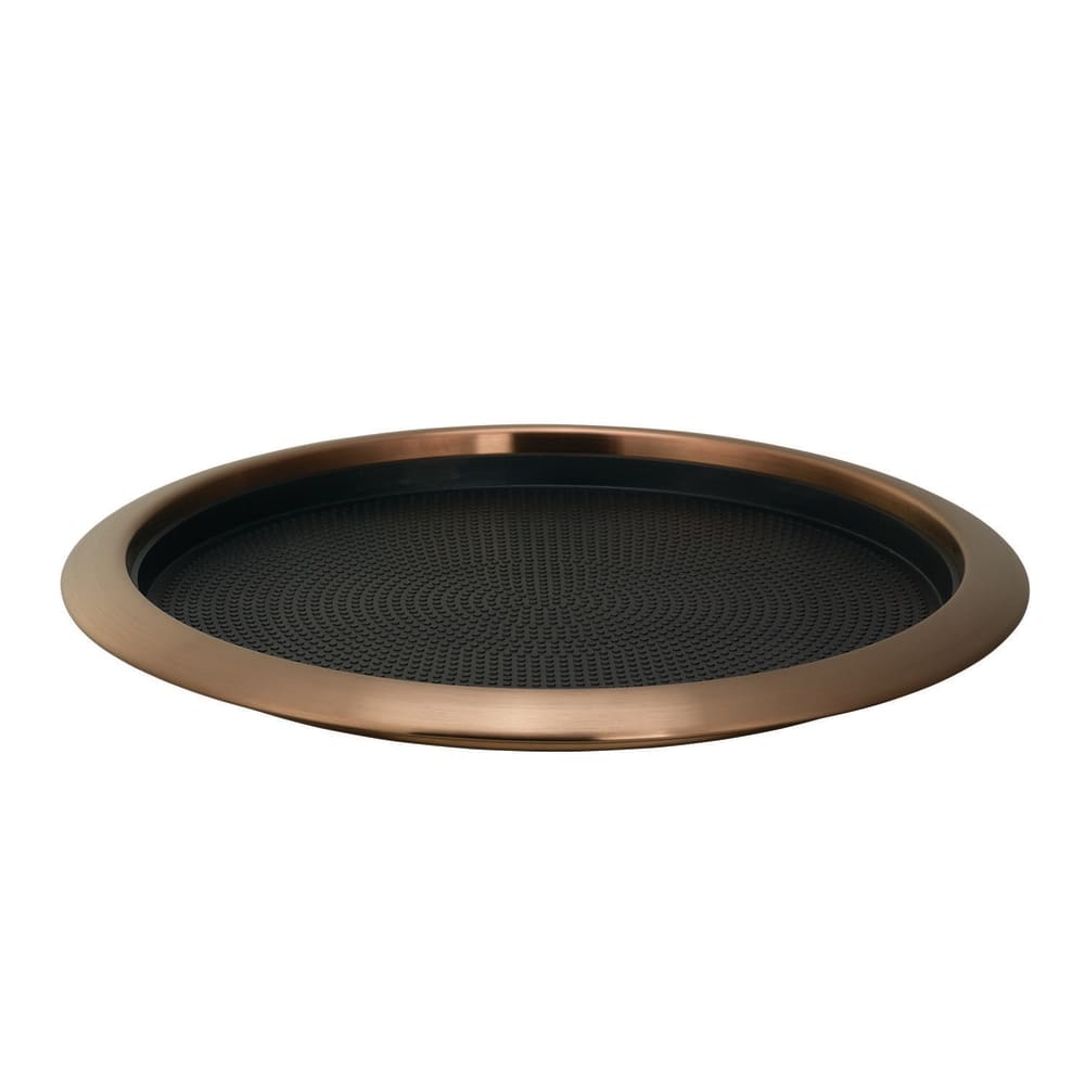 Service Ideas 14" Round Serving Tray - Stainless Steel, Rose Gold (TR1412RIRG)