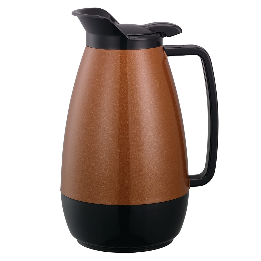 Service Ideas 1 liter Coffee Server w/ Flip Top, Smooth Body, Copper & Black (TS101CB)