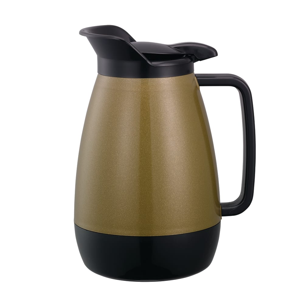 Service Ideas 3/5 liter Coffee Server w/ Flip Top, Smooth Body, Gold & Black (TS501KB)
