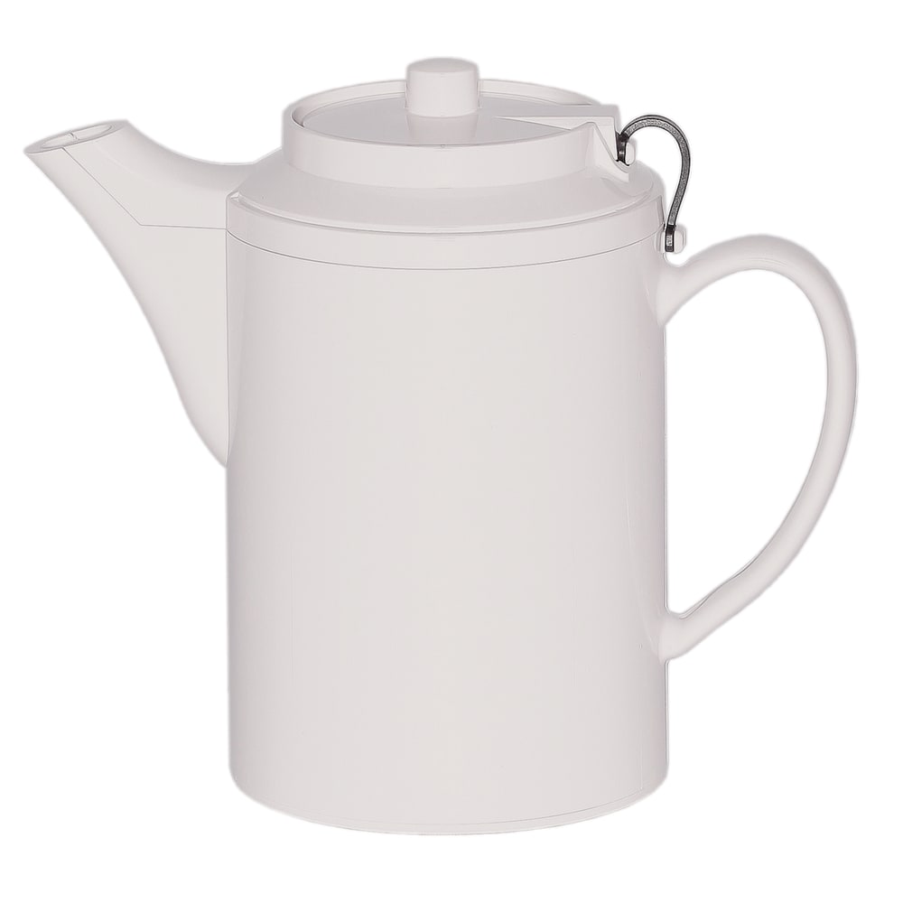 Service Ideas 16 oz Dripless Teapot w/ Tether, Baffled Spout, Stoneware & White (TST612WH)