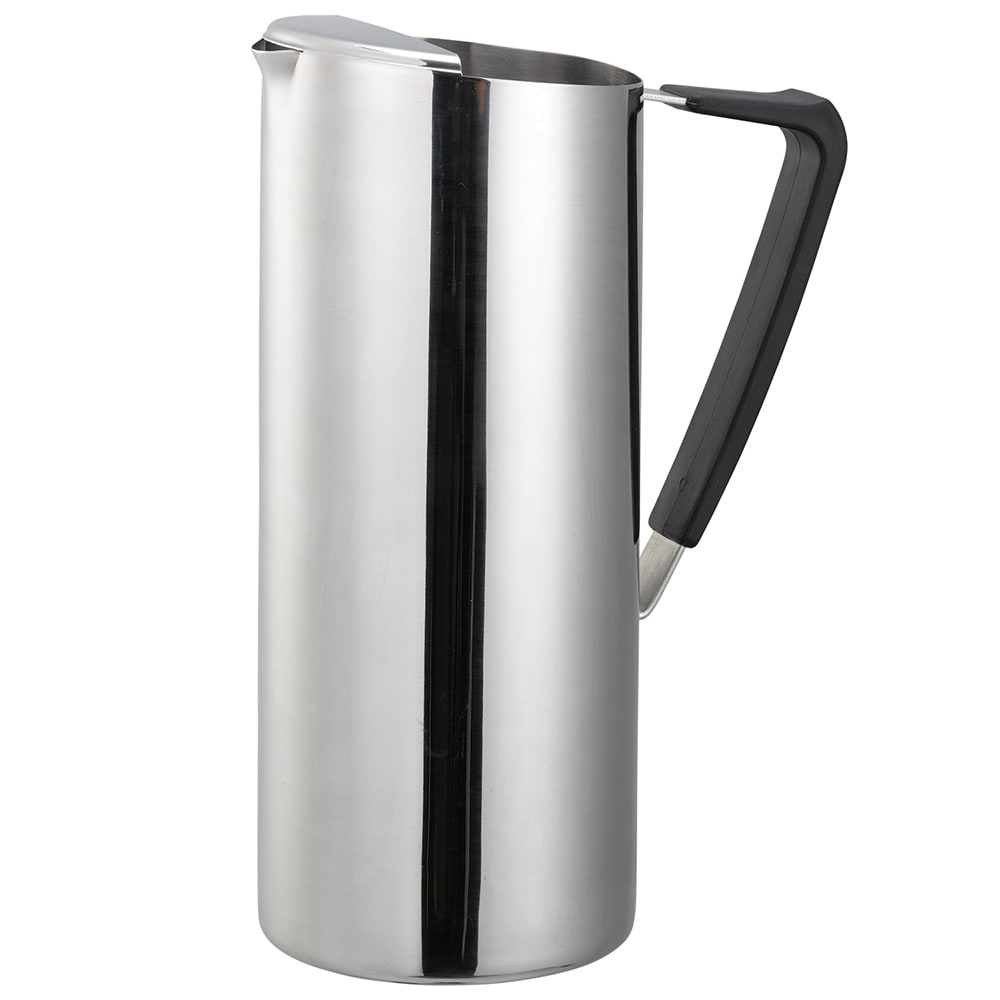 Service Ideas 54 oz Double Wall Water Pitcher - Polished Stainless Steel w/ Rubber Handle (X7DWPS)