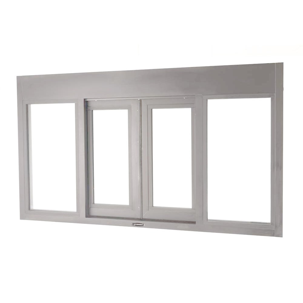 QuikServ BP-7241E 72"W x 41"H Clear Aluminum Bi-Parting Electric Drive-Thru Window