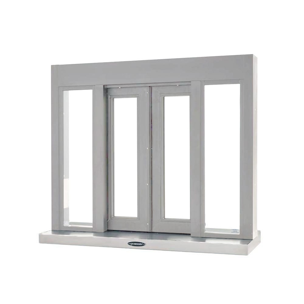 QuikServ BPSC-4236 42"W x 36"H Clear Aluminum Bi-Parting Manual Drive-Thru Window