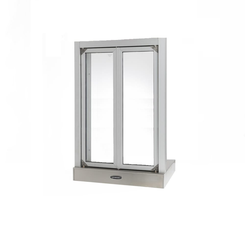QuikServ FM-1 24"W x 38 1/2"H Clear Aluminum Bi-Parting Semi-Automatic Drive-Thru Window