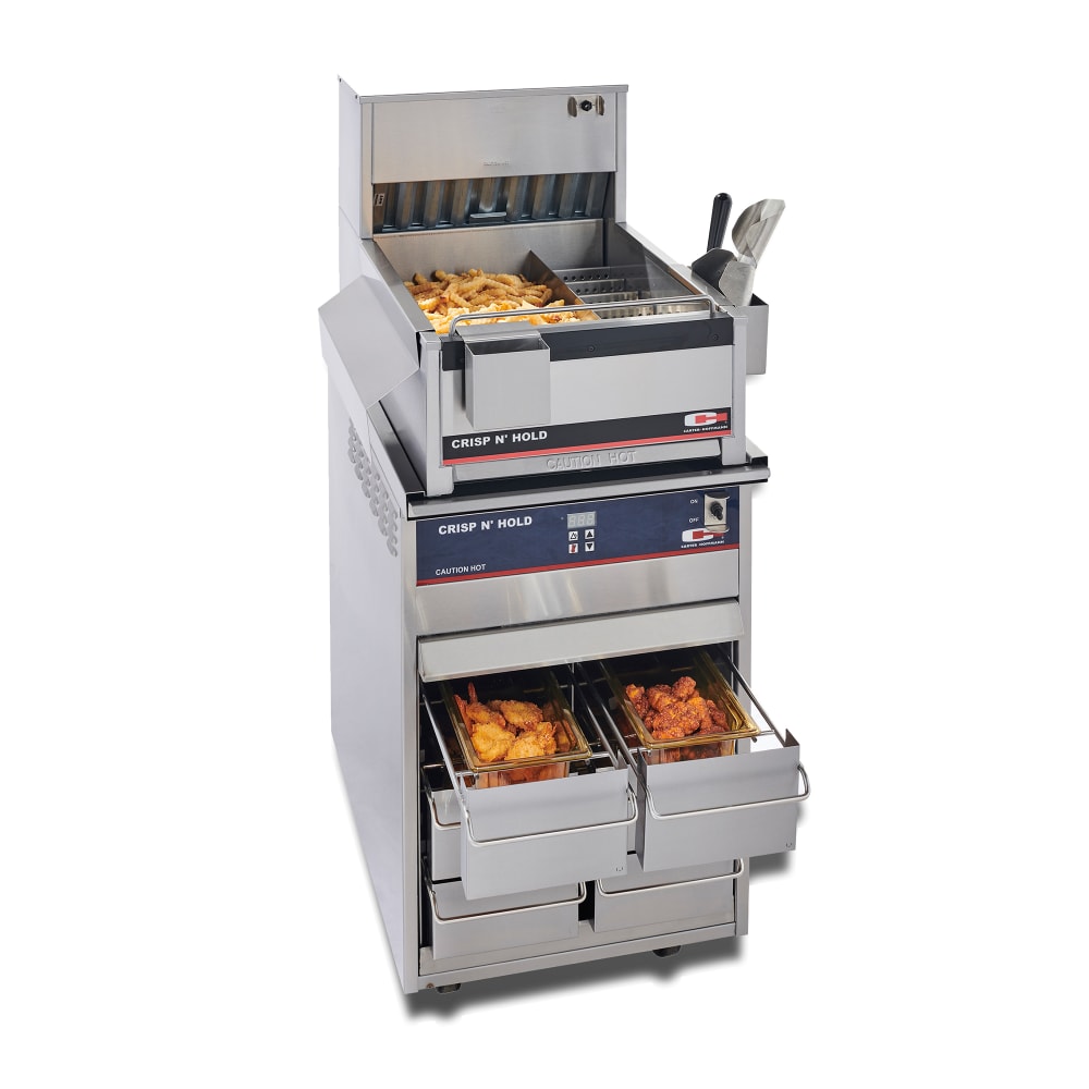Carter-Hoffmann FFSTKPKG Crisp 'N Hold Dump Station (CNH18XD) & Vertical Holding Cabinet (VCNH2W3S) Stacked Combo, 120v