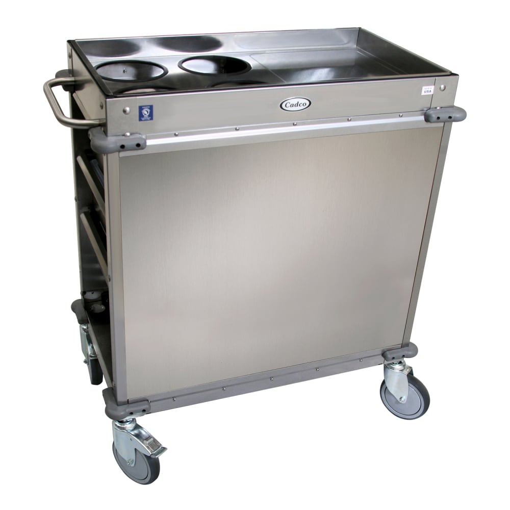 Cadco BC-2 Mobile Beverage Service Cart w/ (2) Shelves & (2) Drawers - Stainless Steel