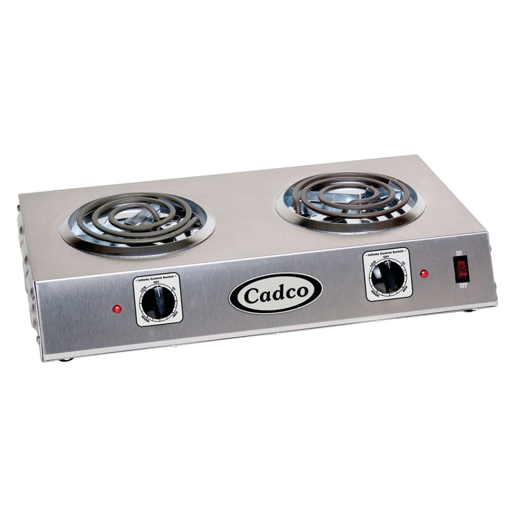 Cadco CDR-1T 21 1/4" Electric Hotplate w/ (2) Burners & Infinite Controls, 120v