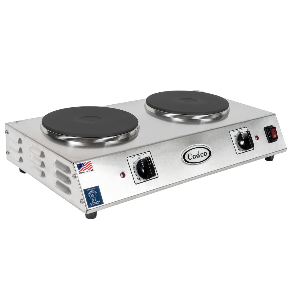 Cadco CDR-2C 21 1/4" Electric Hot Plate w/ (2) Burners & Infinite Controls, 120v