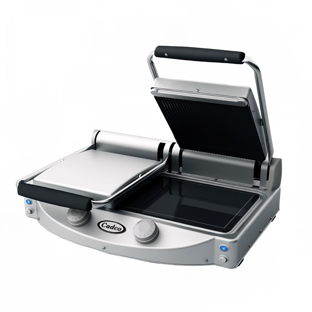 Cadco CPG-20 Double Commercial Panini Press w/ Ceramic Grooved & Smooth Plates, 208-240v/1ph