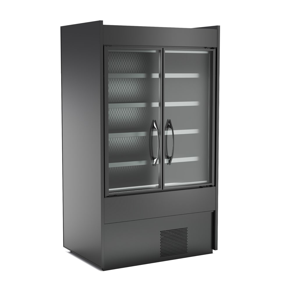 Structural Concepts BD4732 47 1/4" Oasis® Two Section Glass Door Merchandiser - (2) Left/Right Hinge Doors, Black, 110-120v