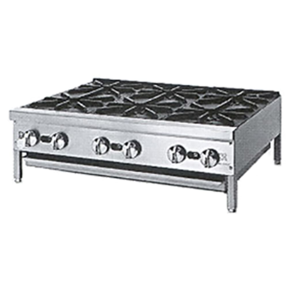 Jade Range 36" Gas Hotplate w/ (6) Burners & Manual Controls, Natural Gas (JHP-636)