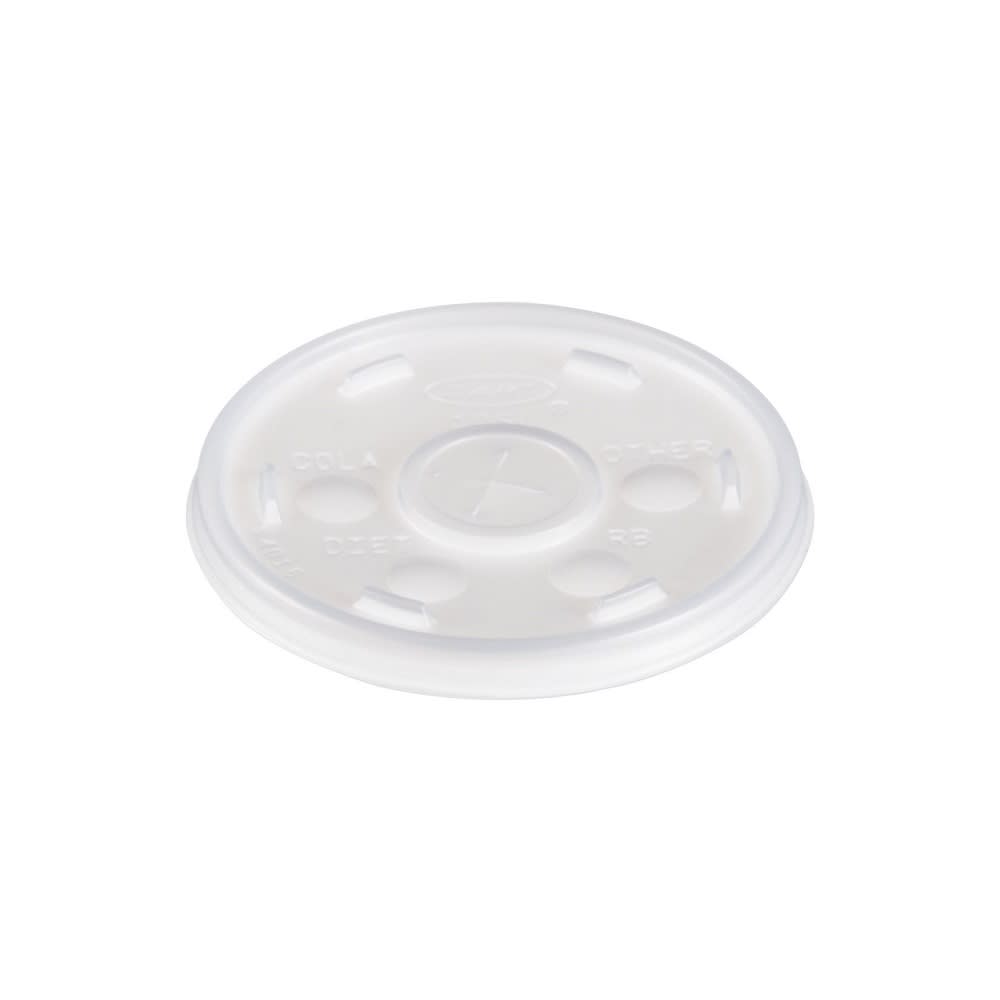 Dart 10SL Lid w/ Straw Slot for Foam Cups & Containers - Polystyrene, Translucent