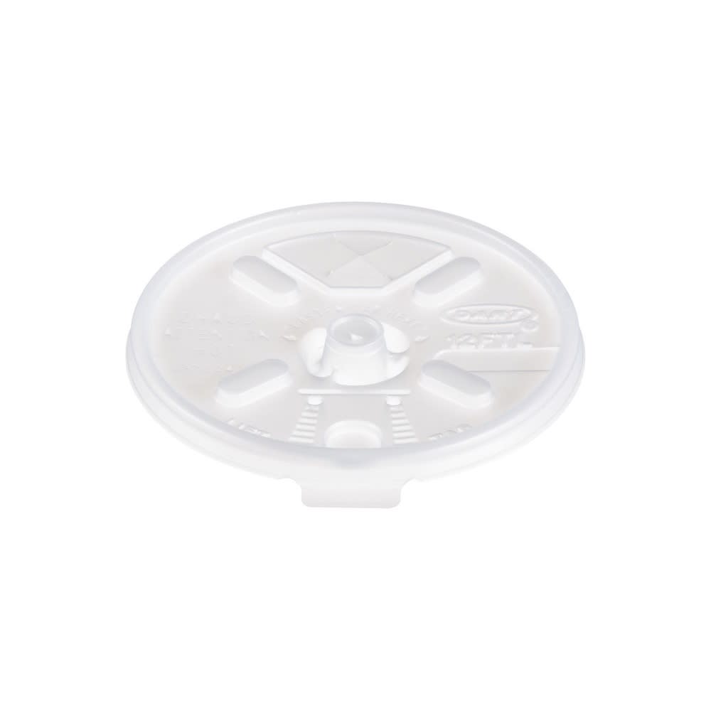 Dart 12FTLS Lift n' Lock Lid w/ Straw Slot for Foam Cups & Containers - Polystyrene, Translucent