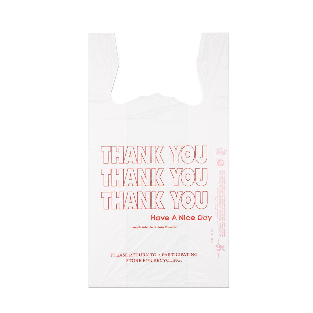 Pitt Plastics "Thank You" T Shirt Bag - 11.5" x 22", White (1367-2099)