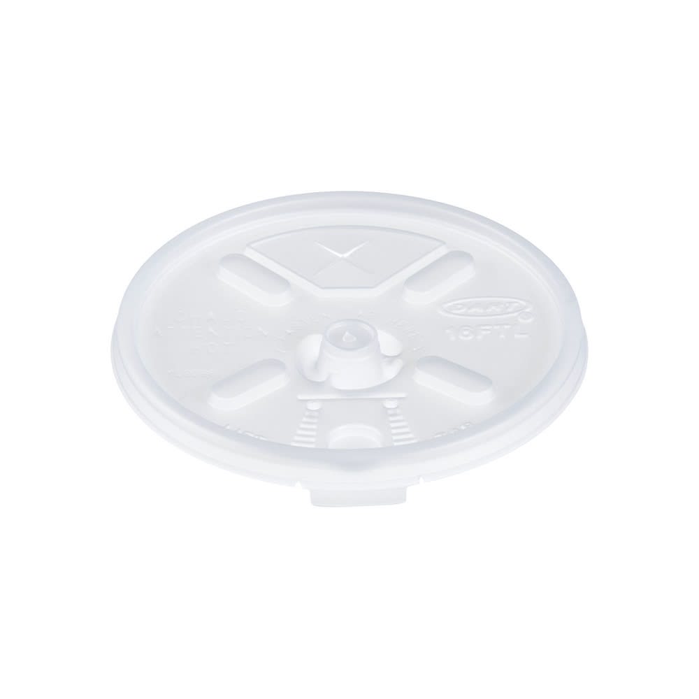 Dart 16FTLS Lift n' Lock Lid w/ Straw Slot for Foam Cups & Containers - Polystyrene, Translucent