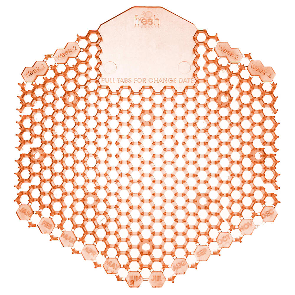 Fresh Products Dual Sided Urinal Screen w/ Date Reminder Tabs - 7" x 6 1/2", Mango (3WDS-F-04-BX)