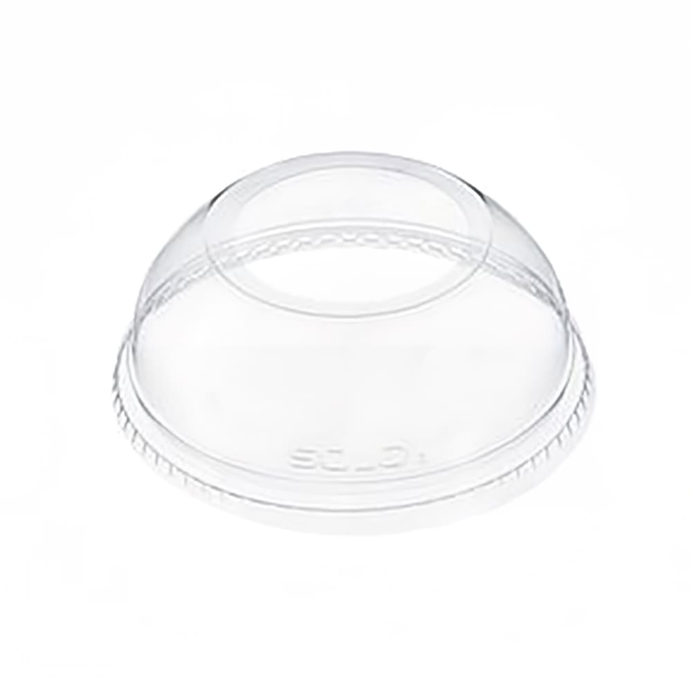 Dart DLW626 Dome Lid w/ Hole for Plastic Cups - 4" Round, PET, Clear