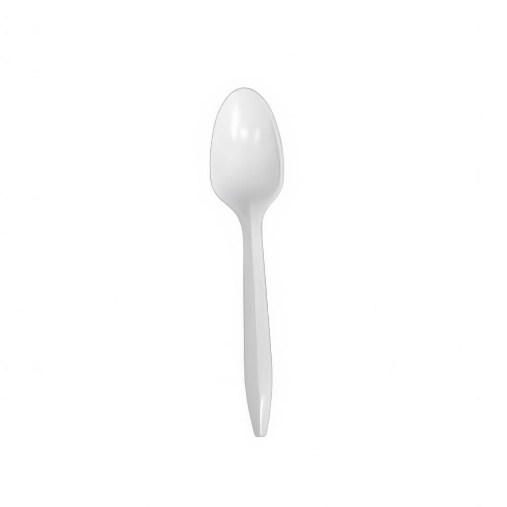 Empress Medium Weight Disposable Teaspoons - Plastic, White (E178002 (41734))