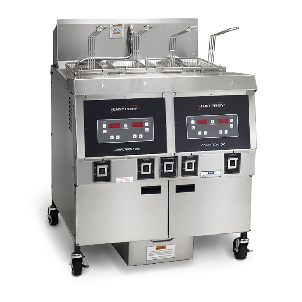 Henny Penny OFG322.05 Gas Fryer - (2) 65 lb Vats, Floor Model, Natural Gas