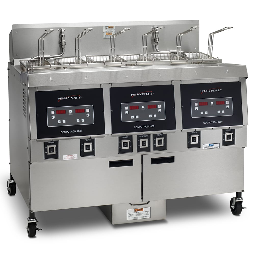 Henny Penny OFG323.09 Gas Fryer - (3) 65 lb Vats, Floor Model, Liquid Propane
