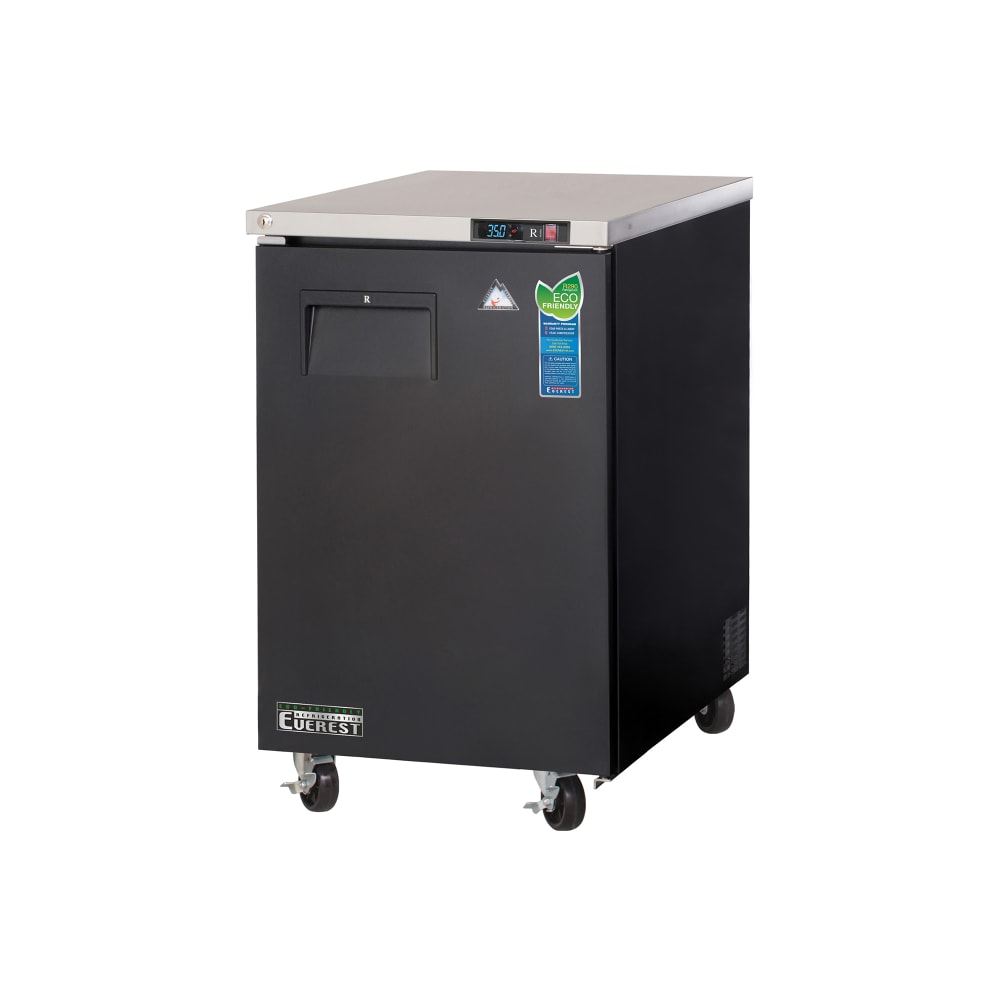 Everest Refrigeration EBB23 23 1/2" Bar Refrigerator - 1 Swinging Solid Door, Black, 115v